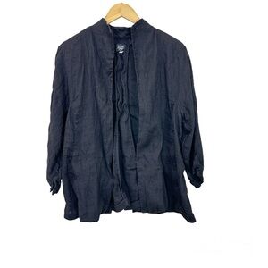 Eileen Fisher Women Black Linen Cotton Open Jacket Women’s Plus‎ Sz 1X